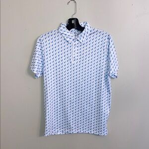 Garb Blue and White Golf Bag Polo Shirt